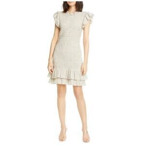 Veronica Beard CiCi Dress Women's 10 Smocked‎ Ruffle Mini - NEW $495